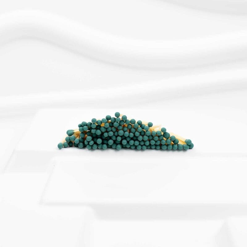 4.8 cm Forest Green Head Matches Elegant forest green head matches in a glass jar, stylish 4.8 cm match set for candles and fireplace, minimalist green matches as a decorative gift
