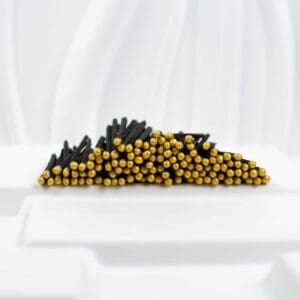 9.5 cm Wooden Matches – Black & Gold Heads 9.5 cm wooden matches with black and gold heads for candles, fireplaces, barbecue, and fire pits — stylish and practical home matches.