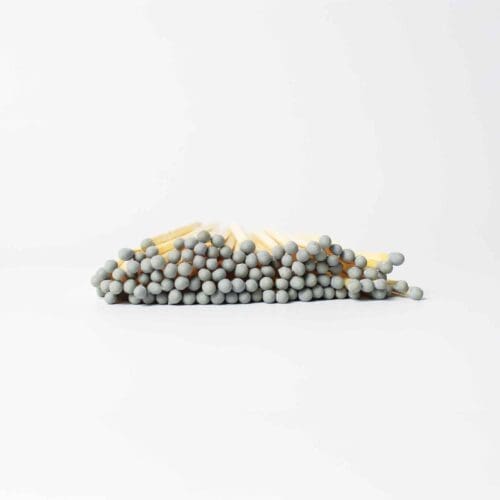 Elegant grey head matches in a glass jar, stylish 4.8 cm match set for candles and fireplace, minimalist grey matches as a decorative gift