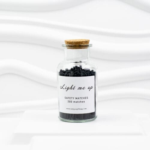 Glass Bottle Matches – 200 pcs, 7.5 cm, Black + Black Tips