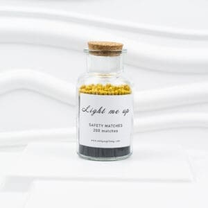 Light-Me-Up-Glass-200-7.5-cm-Black+Gold-Tip Glass Bottle Matches – 200 pcs, 7.5 cm, Black + Gold Tips