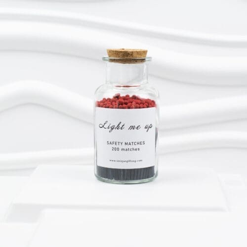 Glass Bottle Matches – 200 pcs, 7.5 cm, Black + Red Tips