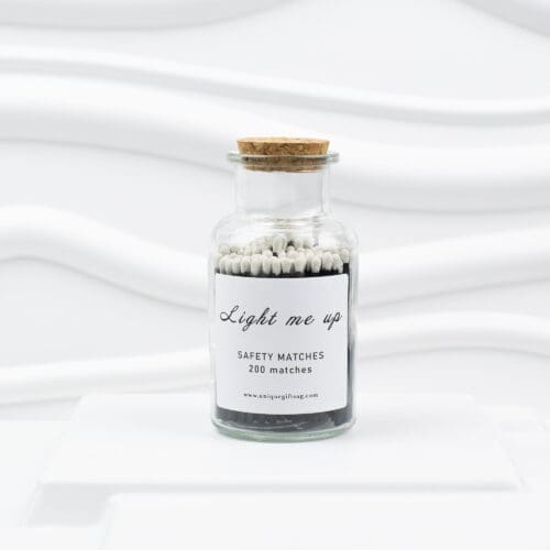 Glass Bottle Matches – 200 pcs, 7.5 cm, Black + White Tips