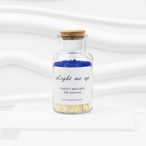 Glass Bottle Matches – 200 pcs, 7.5 cm, Blue Tips