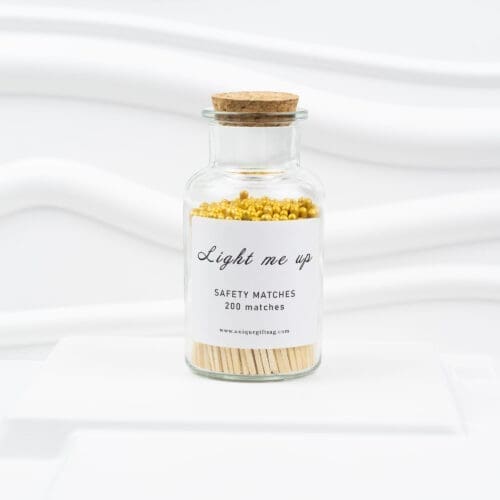 Glass Bottle Matches–200 pcs, 7.5 cm, Gold Tips