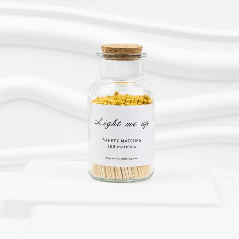 Light-Me-Up-Glass-200-7.5-cm-Gold-Tip Glass Bottle Matches–200 pcs, 7.5 cm, Gold Tips