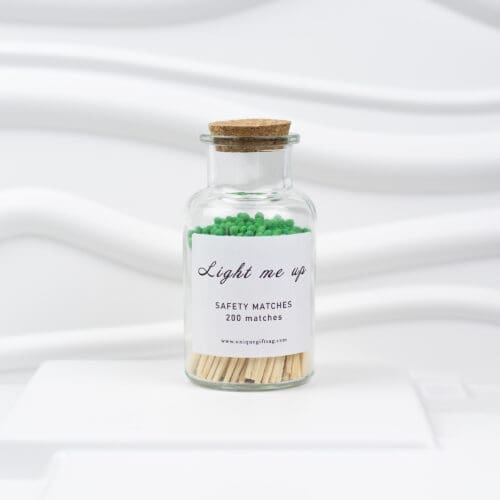 Glass Bottle Matches – 200 pcs, 7.5 cm, Green Tips