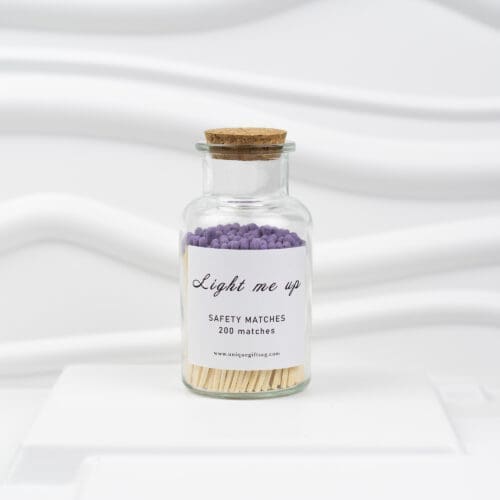 Glass Bottle Matches – 200 pcs, 7.5 cm, Purple Tips