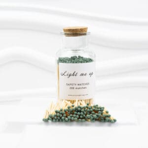 Glass Bottle Matches – 200 pcs, 7.5 cm, Sage Green Tips
