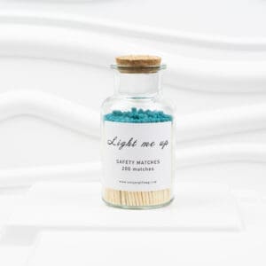 Light-Me-Up-Glass-200-7.5-cm-Teal-Tip Glass Bottle Matches – 200 pcs, 7.5 cm , Teal Tips