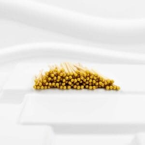 7.5 cm Wooden Matches – Gold Head Stylish 7.5 cm wooden matches with gold heads, longer matches for candles, fireplaces, and fire pits as a decorative accessory or gift.